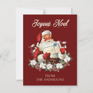 Joyeux Noel Red Christmas Vintage Santa Postcard