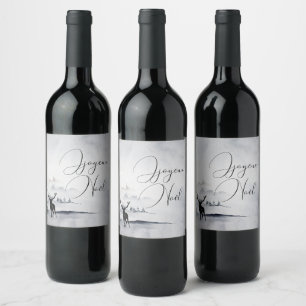 Joyeux Noel Rustic Reindeer Watercolor Wine Label