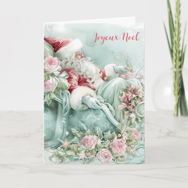 Joyeux Noël Santa Sleigh Folded Card (Front)