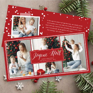 Joyeux Noel Script Photo Collage Christmas Card
