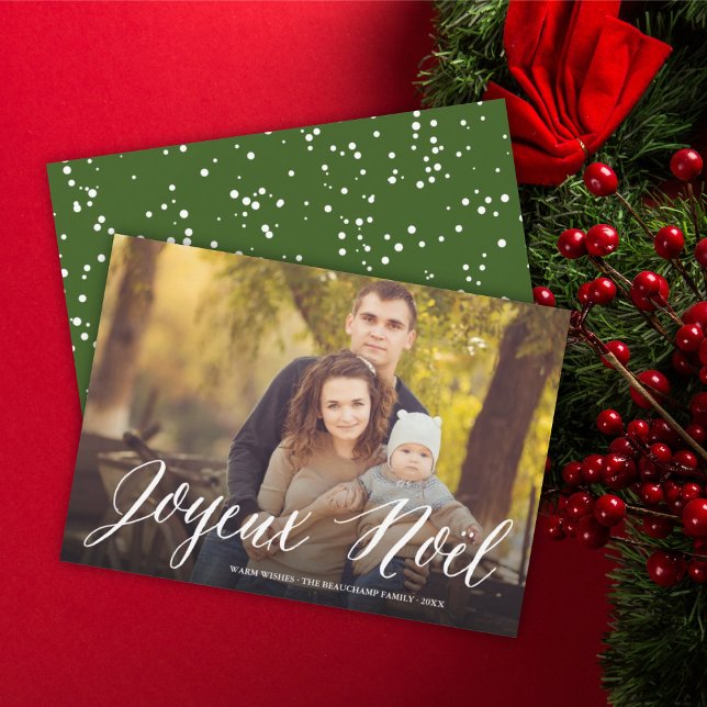 Joyeux Noel Simple Script Christmas Photo Card (Creator Uploaded)