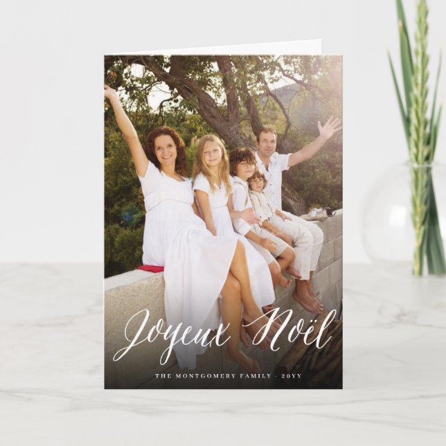 Joyeux Noel Simple Script Christmas Photo Card (Front)