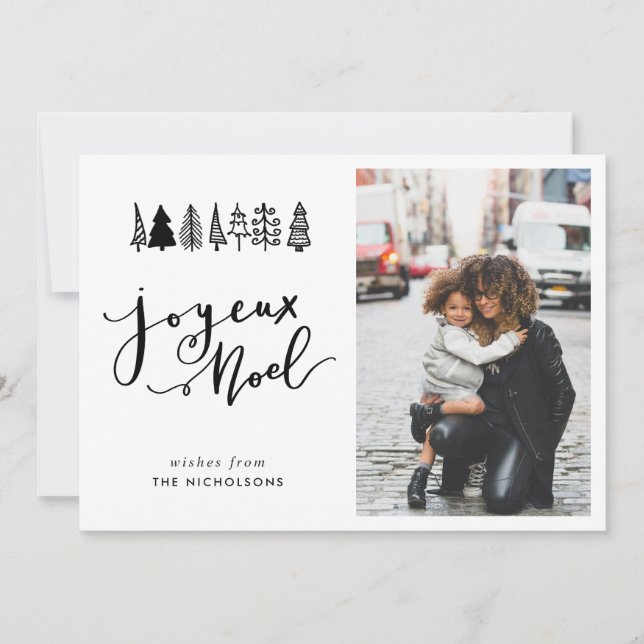 Joyeux Noel Simple Script Christmas Photo Holiday Card (Front)