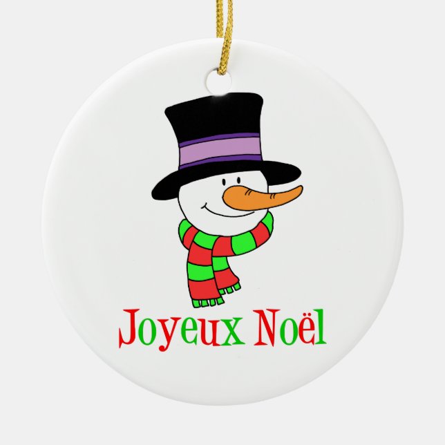 Joyeux Noel Snowman Ornament (Front)