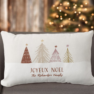 Joyeux Noel Snowy Forest Holiday Personalised Lumbar Cushion