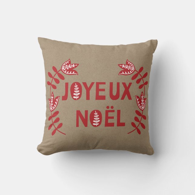 Joyeux Noel Throw Pillow (Front)
