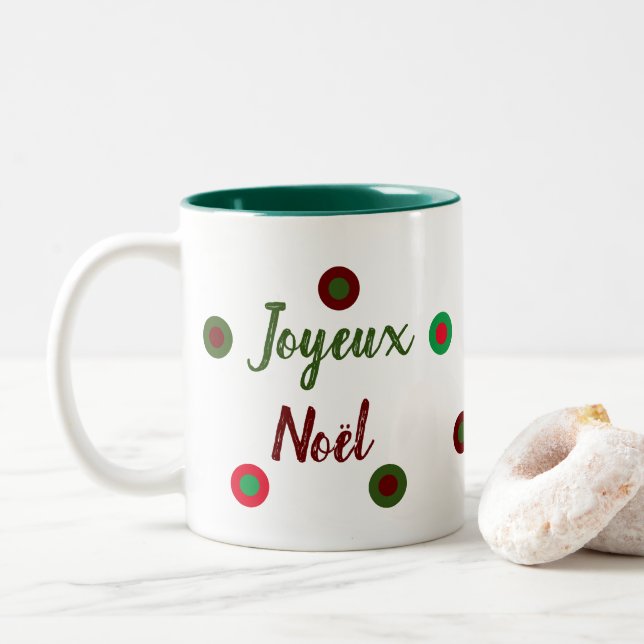 Joyeux Noël Two-Tone Coffee Mug (With Donut)