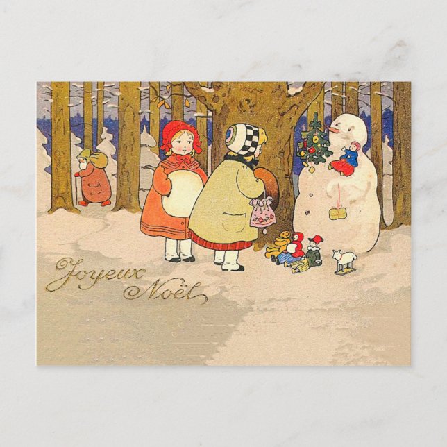 Joyeux Noel Vintage Christmas Holiday Postcard (Front)
