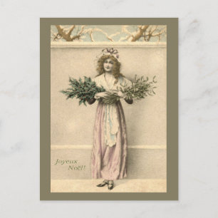 Joyeux Noel Vintage French Christmas Greeting Woma Postcard
