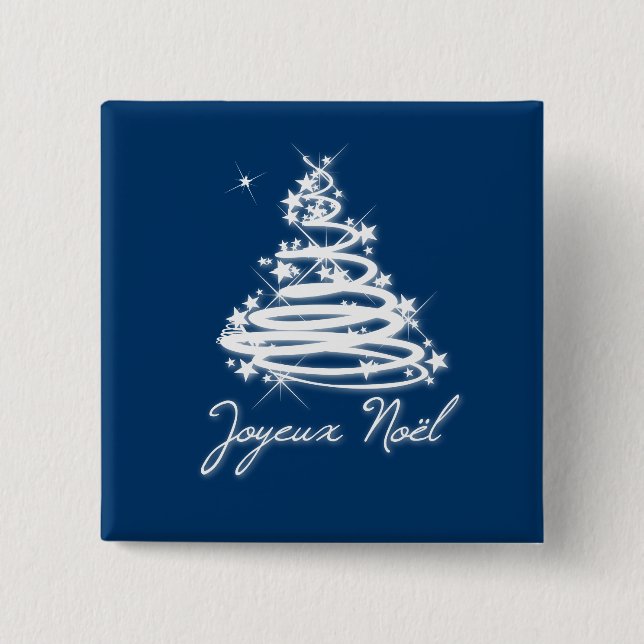 Joyeux Noël with Christmas Tree 15 Cm Square Badge (Front)