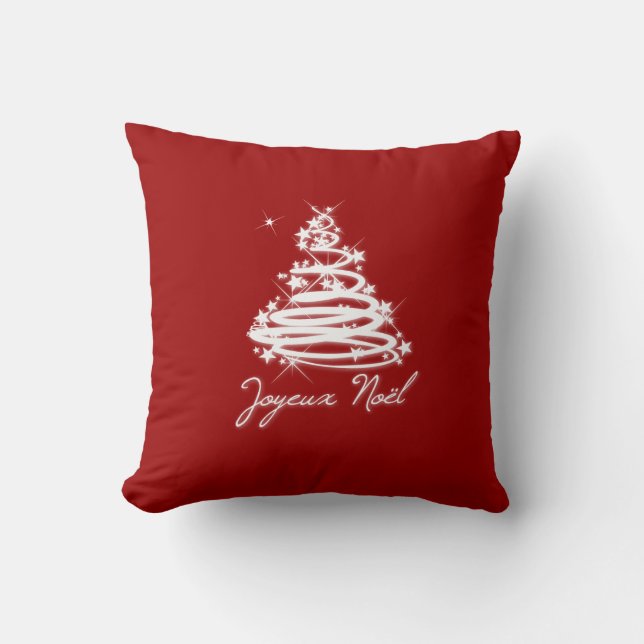 Joyeux Noël with Christmas Tree Cushion (Front)