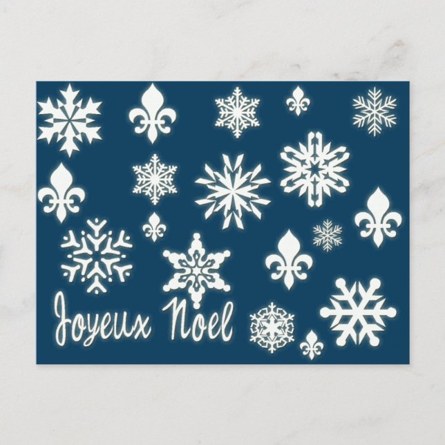 Joyeux Noel with Snowflakes Cards, Postcards (Front)