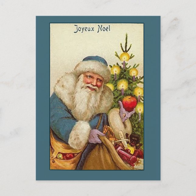 Joyeux Noel with Vintage Santa Claus Card (Front)