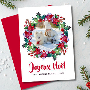 Joyeux Noël Wreath Photo French Christmas Cards