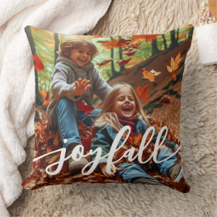 Joyfall Autumn Fall Leaves Custom Photo Cushion