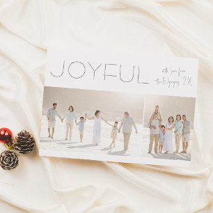 Joyful 2 Photo Modern Minimalist Christmas Holiday