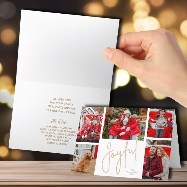 JOYFUL 5 Photo Folded Christmas Holiday Card (Creator Uploaded)