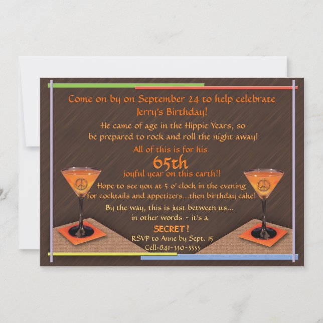 Joyful 65th Birthday Invitation (Front)