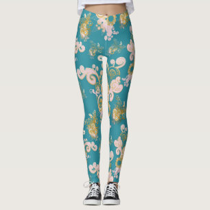 Joyful abstract flower petal design leggings