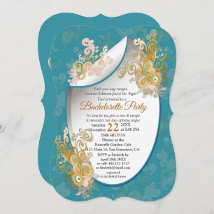 Joyful Abstract Pink, Sky-blue - Pink Flowers Invitation