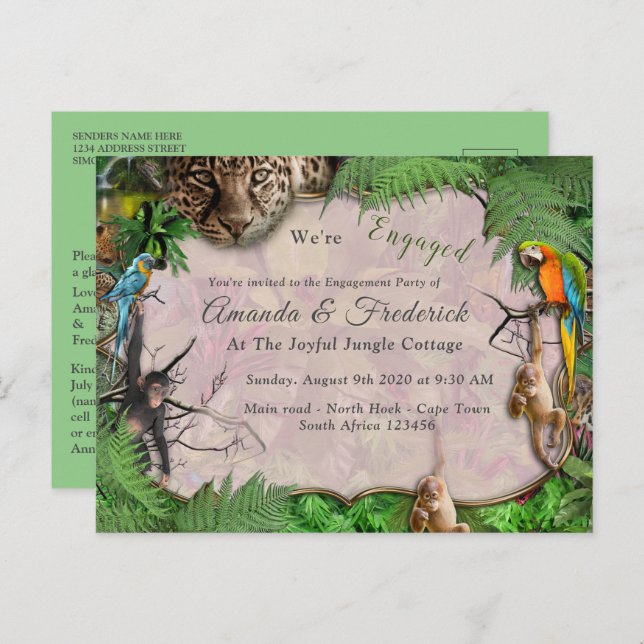 Joyful African Jungle Invitation Postcard (Front/Back)