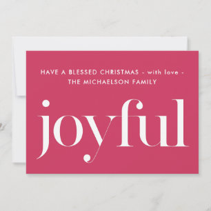 Joyful and Blessed Pink Photo Christmas Holiday