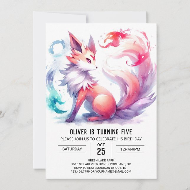 joyful and fun Kids Fox Birthday Invitation (Front)