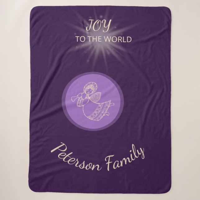 Joyful Angel Holiday Blessing Sherpa Blanket (Front)