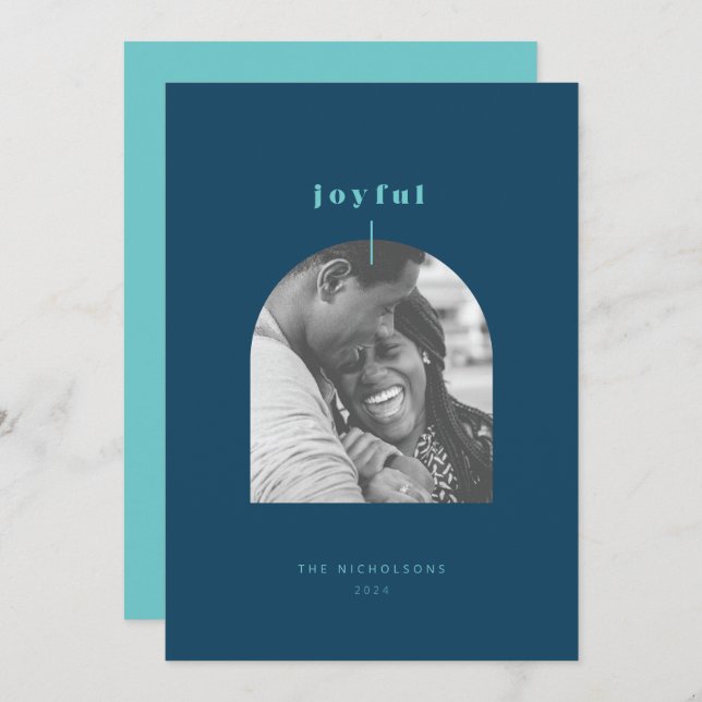 Joyful Arched Photo Holiday Card (Front/Back)