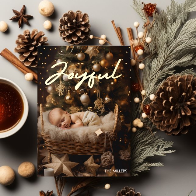 Joyful Baby First Christmas Modern Typography (Joyful Baby First Christmas Modern Typography Foil Holiday Card)
