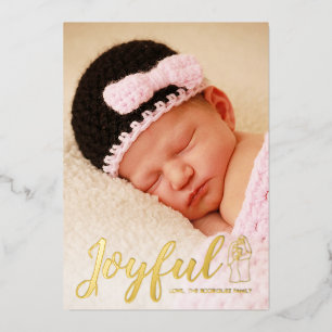 Joyful Baby Nativity 1 Photo Foil Holiday Card