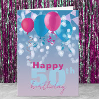 Joyful Balloons Lights Bunting Flags 50th Birthday