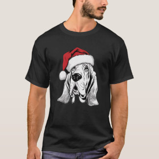 Joyful Basset Hound Santa Dog on Basset Hound Chri T-Shirt
