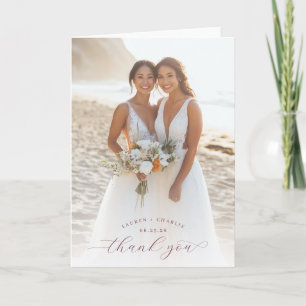Joyful Beach Wedding Photo Thank You Card