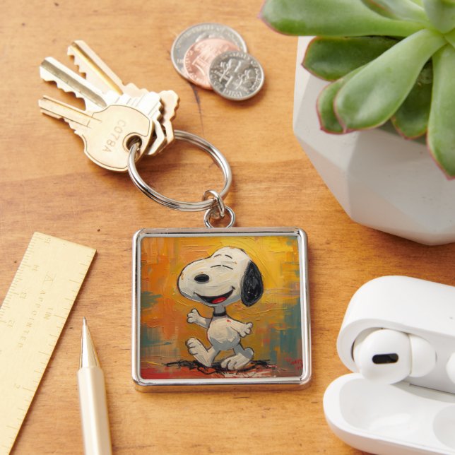 Joyful Beagle Dog Pop Art Painting Key Ring (Desk)
