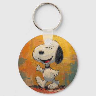 Joyful Beagle Dog Pop Art Painting Key Ring