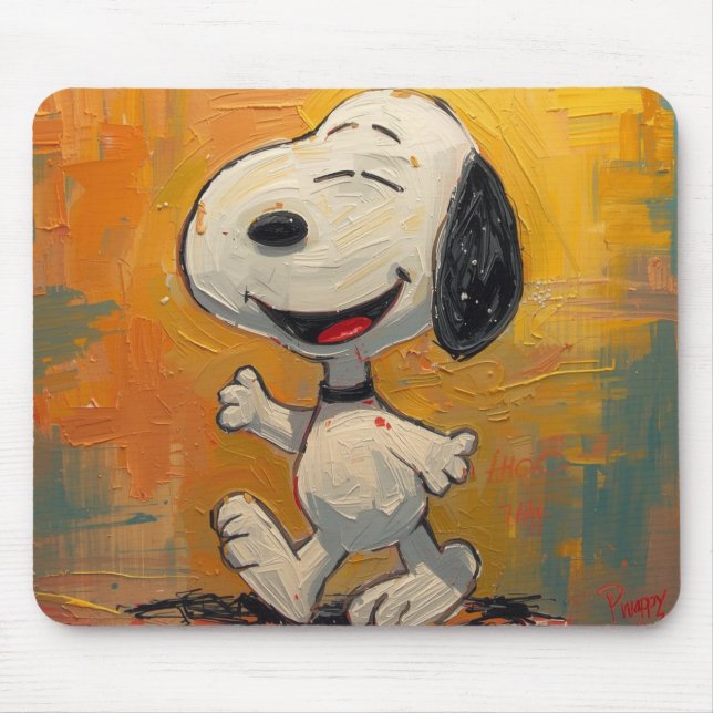 Joyful Beagle Dog Pop Art Painting Mouse Pad (Front)
