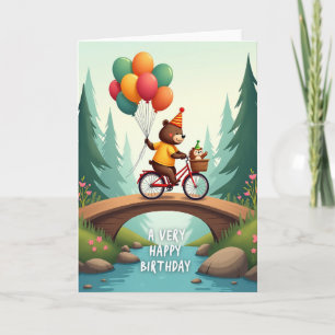 Joyful Bear Bike Birthday Card