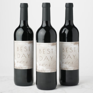 Joyful Beige Calligraphy Wine Label