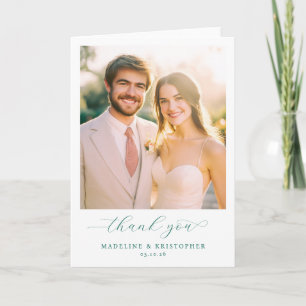 Joyful Beige Elegant Photo Thank You Card