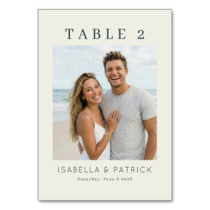 Joyful Beige Minimalist Photo Table Number