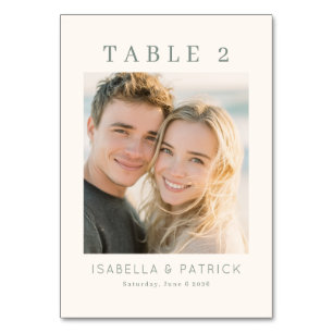 Joyful Beige Minimalist Photo Table Number
