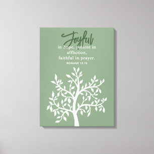 Joyful Bible Verse and Simple Tree Canvas Print