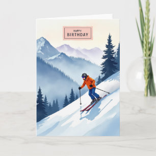 Joyful Birthday Alpine Skier Card
