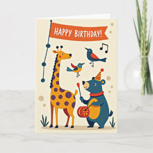 Joyful Birthday Animal Party Card