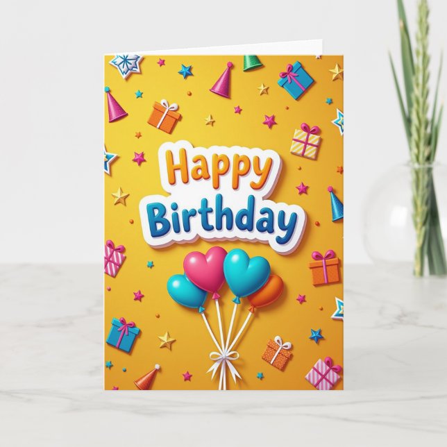 Joyful Birthday Balloons Card (Front)