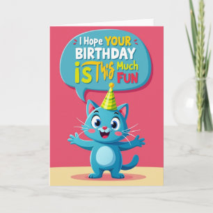 Joyful Birthday Blue Cat Card