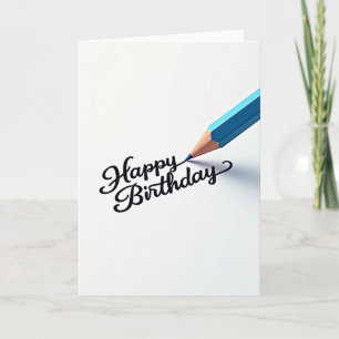 Joyful Birthday Blue Pen Script Card