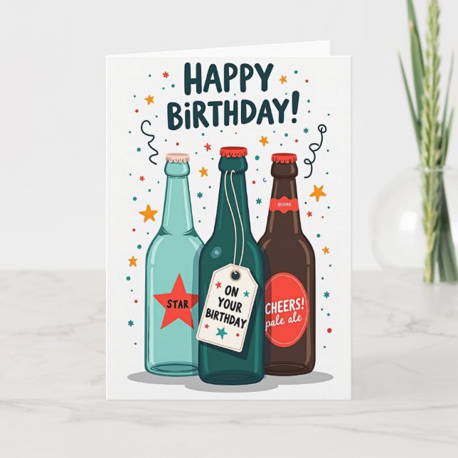 Joyful Birthday Bottle Trio Card (Front)