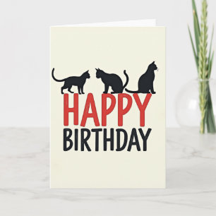 Joyful Birthday Cat Silhouette Card